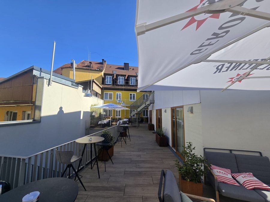 High tables on the terrace